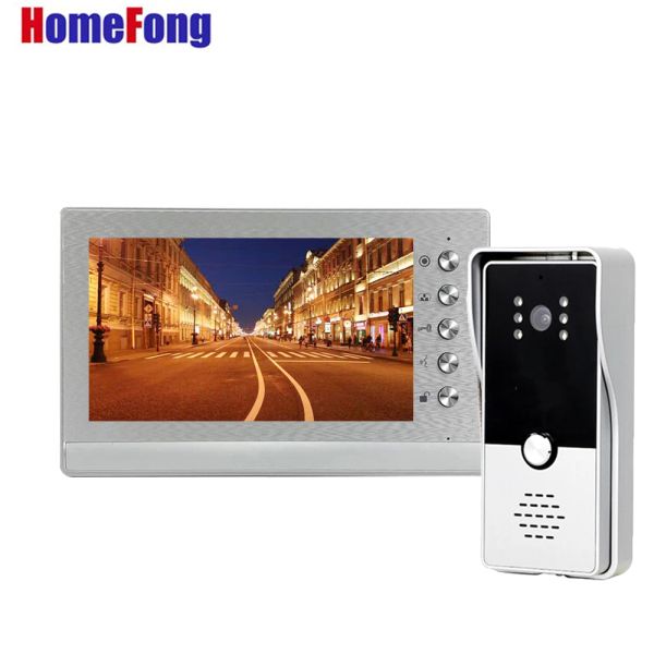 Intercoming Homefong de 7 pulgadas Puerta de video Kit de intercomunicador con unidad de puerta al aire libre Cámara HD Desbloqueo Vista de control Monitoreo Acceso a la noche