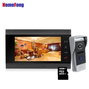 Interphone Homefong 7 pouces Vidéo câblée Porte de téléphone Interphone Système de détection de mouvement Record Home Security Door Camera Emplaiment extérieur imperméable