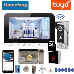 Intercom HomeFong Tuya Smart WiFi Video Intercom System voor Home Wireless Door Telefoon met elektronisch slot 7 inch Monitor Buitenpaneel