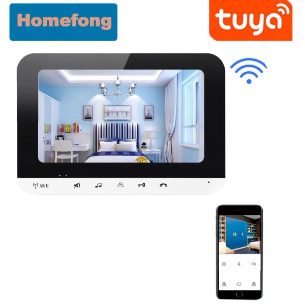 Interphone Homefong Tuya Smart WiFi Video Interphone Système d'interphone pour la porte sans fil du téléphone Indoor Monitor