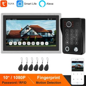 Interphone Homefong WiFi Video Door Phone Works Alexa Tuya Home IP Système d'interphone 10 pouces Screen Finfgerprint Camera Camerie de porte de clavier