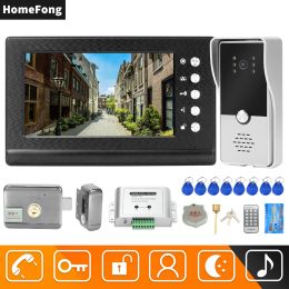 Intercom HomeFong Wired Video Intercom voor thuisdeur Telefoon Deurbel met elektrisch vergrendeld 7 inch schermmonitor Huis Toegangscontrolesysteem