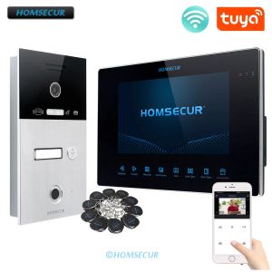 Interphone homsecur wifi tuya 4 core ahd vidéo porte porte-porte interphone IP65 sonnette d'appareil photo empreinte digitale RFID Accès à l'enregistrement