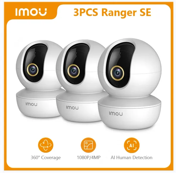 Intercom IMOU 3PC RANGER SE 2MP 4X Zoom numérique AI Détection humaine Caméra Sécurité de sécurité