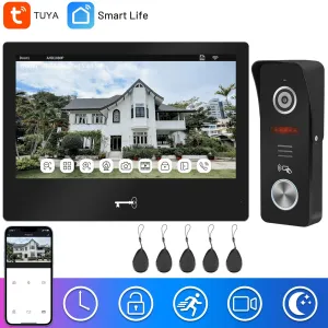 Intercom Indomita Tuya Vidéo Interphone WiFi Smart Door Phone Wireless 1080p RFID Camera Door Scarn avec écran tactile 10 pouces ouvrir 2 serrures