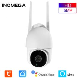 Intercom Inqmega 5MP Tuya PTZ Camera Outdoor Mini WiFi Cam Voeg autotracking beveiligingscamera toe Toevoegen Alexa en Google Home Smart Life of Tuya