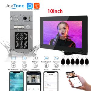 Interphone Jeatone 10inch Video Interphone Tuya Wireless WiFi 1080p pour la vidéo Home Doorbell Mot de passe de mot de passe carte de balayage Système d'interphone