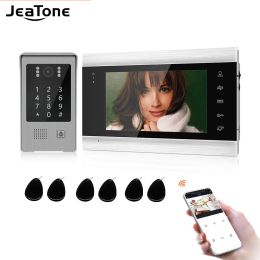 Intercom Jeatone 7''tuya Video Deur Telefoon Video Intercom Code Toetsenbord/RFID -kaart/app Ontgrendel Bewegingsdetectie Toegangscontrole Multilanguage