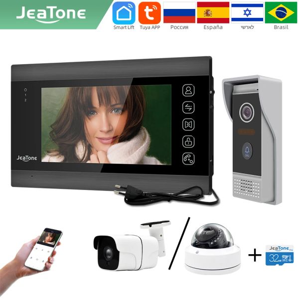 Interphone Jeatone FHD1080P vidéo Interphone avec 1080p Dome / Bullet Camera System pour l'appartement Support Video Doorphone avec Tuya Unlock