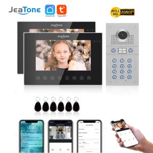 Interphone Jeatone WiFi Tuya Smart Video Door Téléphone Vidéo Interphone Code Keypad / RFID CARTE / APP LOCK DÉTECTION DES MOTIONS DE MOTION POUR 2 UNITÉS APPARTEMENT