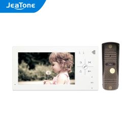 Intercom jeatone7 inch videobell intercom -systeem voor appartement met witte touch -knopmonitor en 1200TVL waterdichte buitencamera