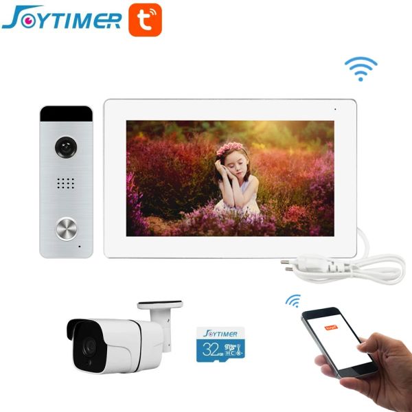 Interphone joytimer tuya ahd tactile écran wifi vidéo porte porte vidéo smart vidéo interphone pour la maison avec caméra analogique sonnette de porte vidéo avec déverrouillage