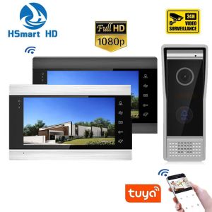 Interphone New Tuya Smart Home Video Système Interphone 7 pouces Wiless WiFi Video Téléphone avec 1080p / ahd 110 ° Camera de porte filaire