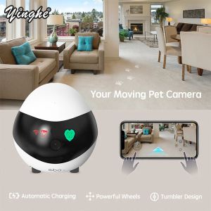 Caméra de sécurité à domicile pour animaux de compagnie, came Wifi intérieure mobile, conversation 2 voies, vision nocturne, vidéo 1080p, robot auto-charge