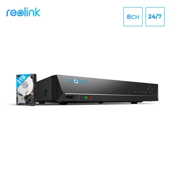 Interphone Reolink 8ch Poe NVR Sécurité Camera Système 2TB HDD pour 4MP 5MP 4K 12MP IP CAMERA 24/7 enregistreur vidéo net H.265 RLN8410