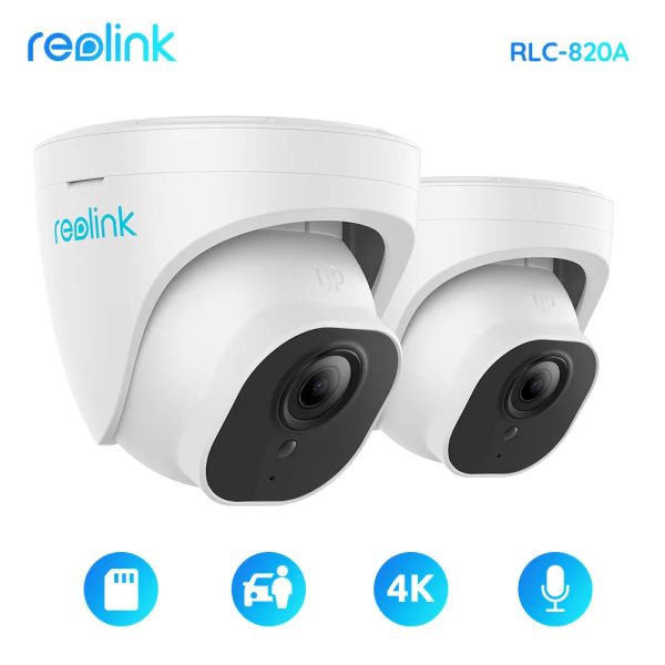 Interphone Reolink Poe Outdoor Camera 4k 8Mp Human Car Detection Detection Sécurité Caméra infrarouge Night Version Dome Cam Smart Home RLC820A