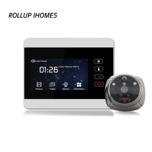 Interphone Rollup Ihome5 Smart Home Interphone Door Viewer Péphole Video sans fil IP CAME CAMÉE OEUX WIFI DOOR VIEL VIEU