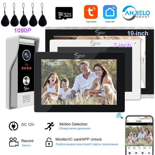 Intercom Smart Home Video Intercom en la casa privada Wifi de 7/10 pulgadas Touch Monitor Tuya App IC Tarjeta Desbloqueo HD 1080P Puerto para apartamento