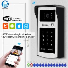 Intercom Smart WiFi Tuya Video Interphone 1080p Camera Panneau d'appel en plein air Clavier numérique avec une carte nocturne IR Night Vision RFID Card pour la maison