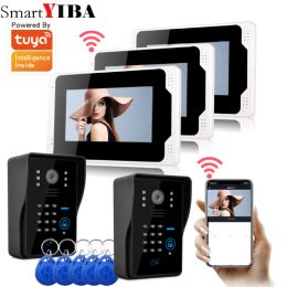 Intercom Smartyiba 7 "Wifi WiFi RFID Video Door Phone Door System Intercom System TUYA application Contrôle du téléphone mobile Vidéo, déverrouillage