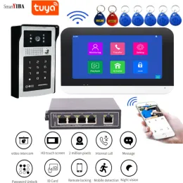 Intercom Smartyiba 802.3af Poe -schakelaar Video Intercom Tuya WiFi IP Video Deur Telefoon App Remote Wachtwoord Ontgrendel Lokale LAN -monitoring