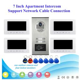 Intercom Smartyiba Apartment Doorbel Intercom System Wired Network Cable Connect 2/3/4/6 eenheden Building Intercom Video Door Telefoon