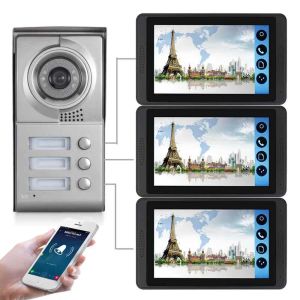 Intercom Smartyiba App Control Video Interphone 7 pouces LCD WiFi Wireless Video Door Phone Door Door Visual Interphone Kit pour 2/3 appartement