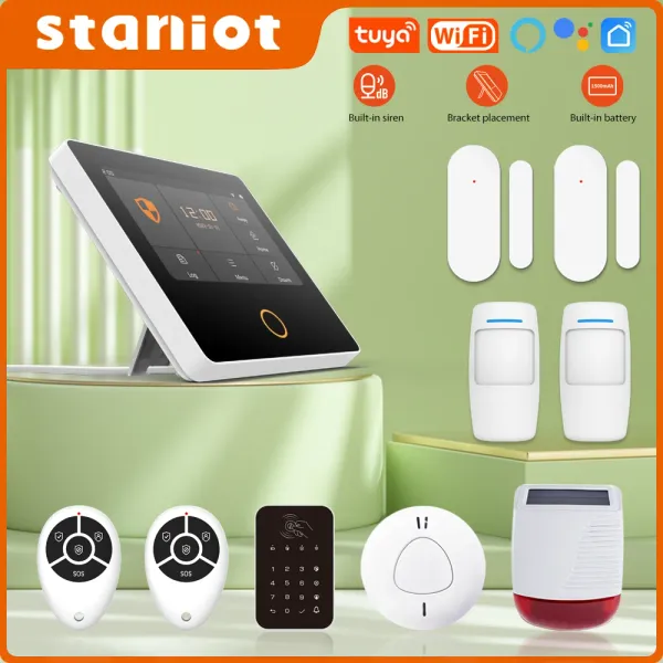 Interphone Staniot WiFi Secpanel 5 Système d'alarme de maison sans fil Tuya Smart 4.3 Kit de sécurité à écran tactile