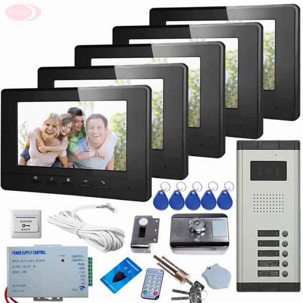 Intercom Sunflowervdp Doorphone For Video Interphone Interphone 5 unités avec RFID Unlock Electronic Lock CCD CAME CAMER