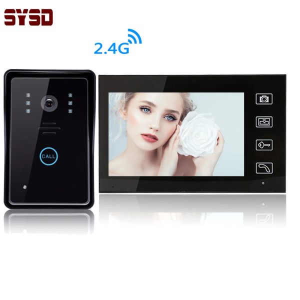 INTERCOM SYSD 7 pouces SEULLE VIDÉO sans fil Interphone Interphone 2,4 GHz Téléphone numérique Menu OSD Langue avec caméra Battery IR