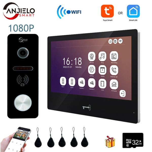 Intercom Tuya 10 pulgadas Touch Monitor Smart Video Home Sistema de intercomunicador 1080p 160 ° Cámara de videos de videos Full Touch Monitor IC Desbloqueo