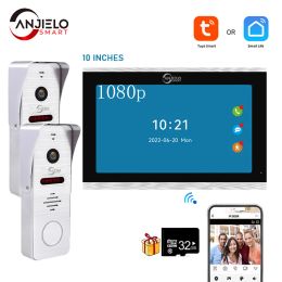 Interphone Tuya 7/10 pouces Touch Monitor Video Wifi WiFi Interphone Tuya Smart Home Video Two Door System 1080p 160 ° Caméra de porte filaire Full