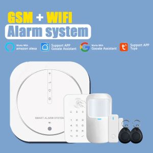 Intercom Tuya Google Wifi Smart Home Wireless GSM Alarm System Security Tuch con 433MHz Sensor de movimiento del detector Siren de sirena