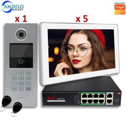 Interphone Tuya Smart 7inch IP Vidéo Téléphone d'interphone pour le système de contrôle de sécurité du bâtiment d'appartements Système de contrôle d'accès à domicile Système numérique avec carte IC