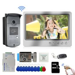 Intercom Tuya Smart App Remote ontgrendel wifi 9 inch videodeur telefoon video intercom System RFID camera + elektrische bedieningsdeurslot