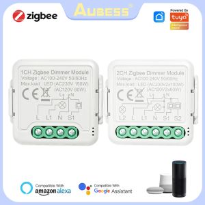 Interphone Tuya Zigbee3.0 Smart Dimmer Switch Module Smart Home Remote Voice Timer Switch, fonctionne avec Tuya Smart Life App Alexa Google Home