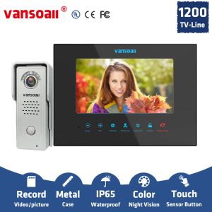 Intercom Vansoall Video Door Teléfono Intercoming System Metal Touletbell 1200TVL Kit de cámara, admitir tarjeta TF para grabar OSD multilenguaje