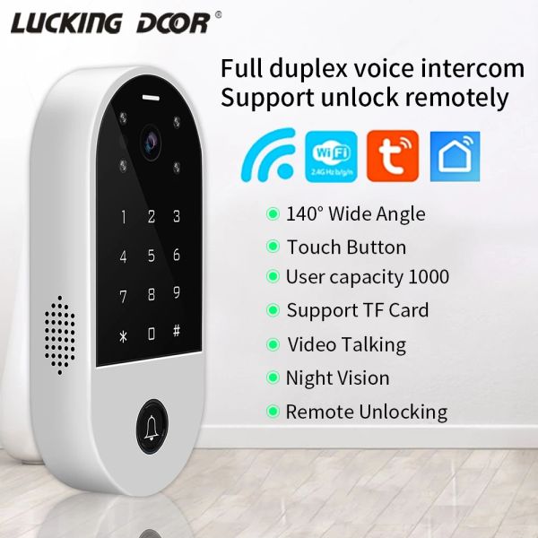 Interphone Vidéo Intercom Système de contrôle d'accès à TUYA SmartLife App WiFi Door Camera Interphone For Home Door Control Control 125KHz RFID