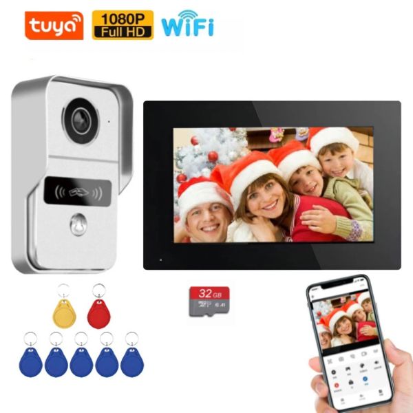 Intercom WiFi Tuya Smart App 7 pulgadas 10 pulgadas 1080p Home Intercom Intercom Video Video Door Teléfono Wired Wired para Villa Flat Rfid Access