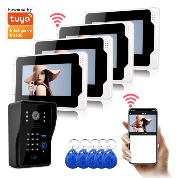 Interphone WiFi Tuya Smart Video Door Door System Intercom System Home Wireless Video Interphone 1080p AHD CAME DOOR DOORD CAME 125KHZ RFID KEYFOB