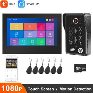 Interphone Video WiFi Interphone pour la maison Tuya Smart Video Door Phone Système IP Video Door Camera Camerie 1080p Mot de passe du clavier RFID Écran tactile