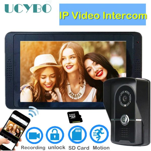 Interphone WiFi Wireless Video Système Intercom Tactile Smart Wired Video Door Camera Camera SD Carte IP Video Door Door Téléphone Kit