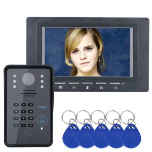 Interphone Téléphone de porte vidéo câblée 7 pouces Couleur TFT LCD Vidéo intelligente Pobell Intercom With IR Night Vision Camera Support Id Carte