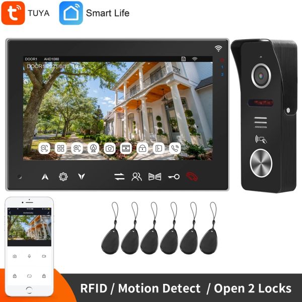 Interphone Wireless 7 pouces Home Intercom System Tuya App Wifi WiFi Smart Video Door Door 1080p Camera de téléphone câblé avec détection de mouvement