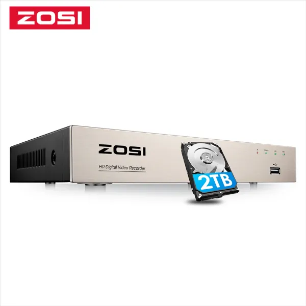 Intercomunicador Zosi 1080p 8 canal 8ch ahd cvi tvi cvbs dvr 1920*1080 2MP CCTV Video Recorder Sistema de seguridad de cámara híbrida