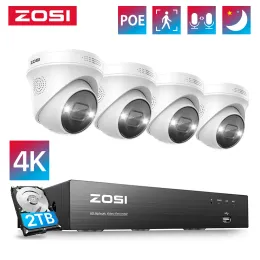 Interphone Zosi 4K POE VIDEO VIDÉO CAMERAS SYSTÈME 8CH EXPAND 16CH NVR Kit 2WAY AUDIO OUT / INDOOR 8MP / 5MP IP CAME CCATV SECTION SECTION