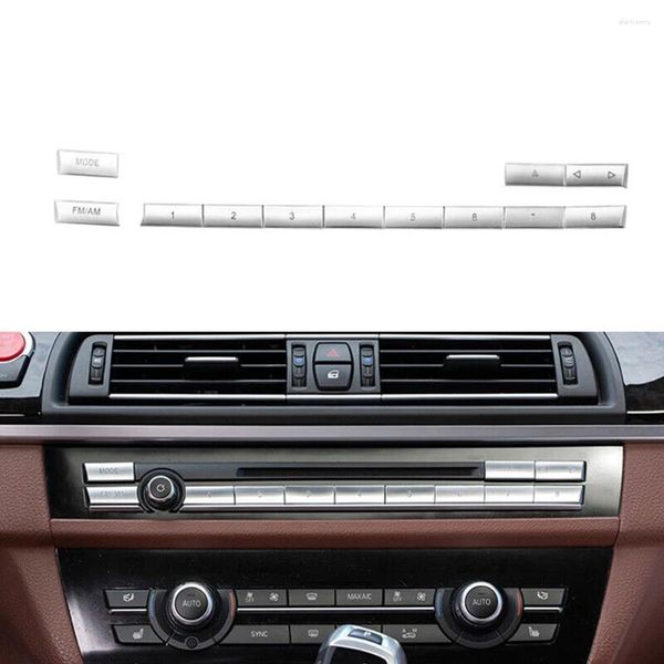 Accessoires intérieurs 12 pièces garniture de console centrale de voiture pour BMW 5 6 7 série F10 F11 GT F07 F06 F12 F13 Chrome CD MODE FM/AM couvercle de bouton