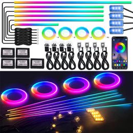 Accessoires d'intérieur 18 en 1 Universal Symphony Rainbow LED Lumière ambiante pour voiture RVB Néon Couleur Streamer Acrylique Bande Atmosphère Lampe