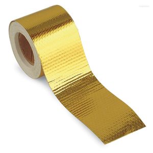 Accesorios interiores, cinta reflectante de calor de fibra de vidrio de 5m x 5cm, rollo adhesivo dorado de alta temperatura y protector de sonido para coche