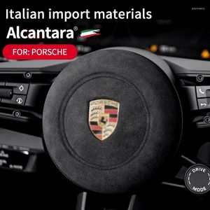 Accessoires d'intérieur, klaxon de volant automobile, couverture d'airbag en daim Alcantara pour Porsche Panamera Cayenne 718 911 Macan Taycan
